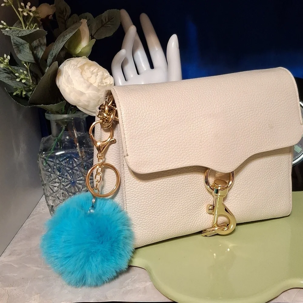 Pom Pom Keychain Bag Charm Handmade By Me Pick A Color 3